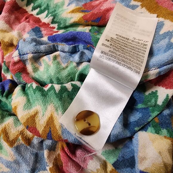 Farm Rio Button Shirt Forrest Parrot Tropical Boho Multi Color Womens Large - Picture 10 of 13